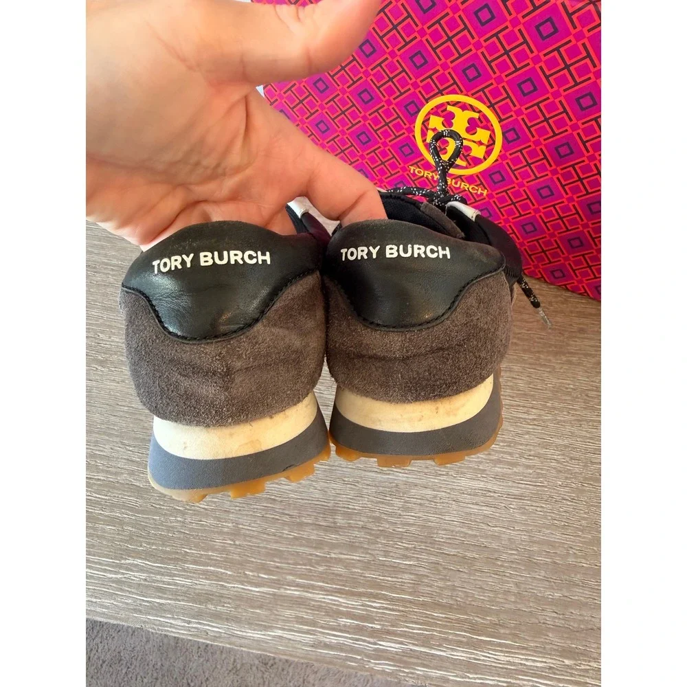 Tory Burch Annie Nylon Runner Womens Black Suede Sneakers 85241 Size 8‎